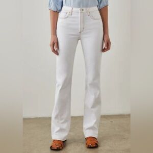 Rails The Sunset High Rise Slim Flare Jeans in White Denim High Waisted Pant